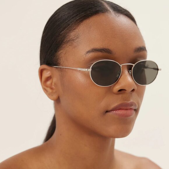 NWT SAINT LAURENT SILVER WOMEN SUNGLASSES - Picture 1 of 4